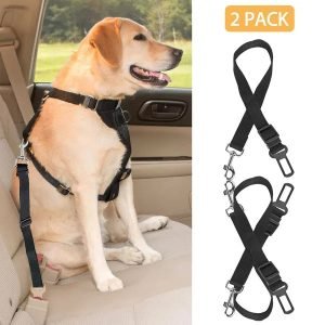 2-Pack Adjustable Pet Dog & Cat Seat Belt Leash Safety Harness